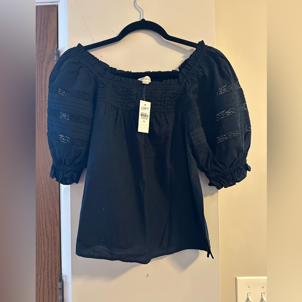 LOFT Women's Elegant Black Off-Shoulder Blouse